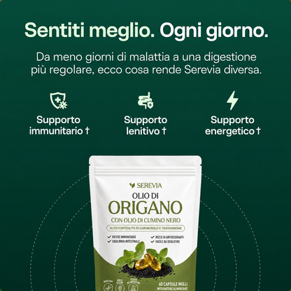 SEREVIA – Olio di origano con cumino nero | 60 capsule molli