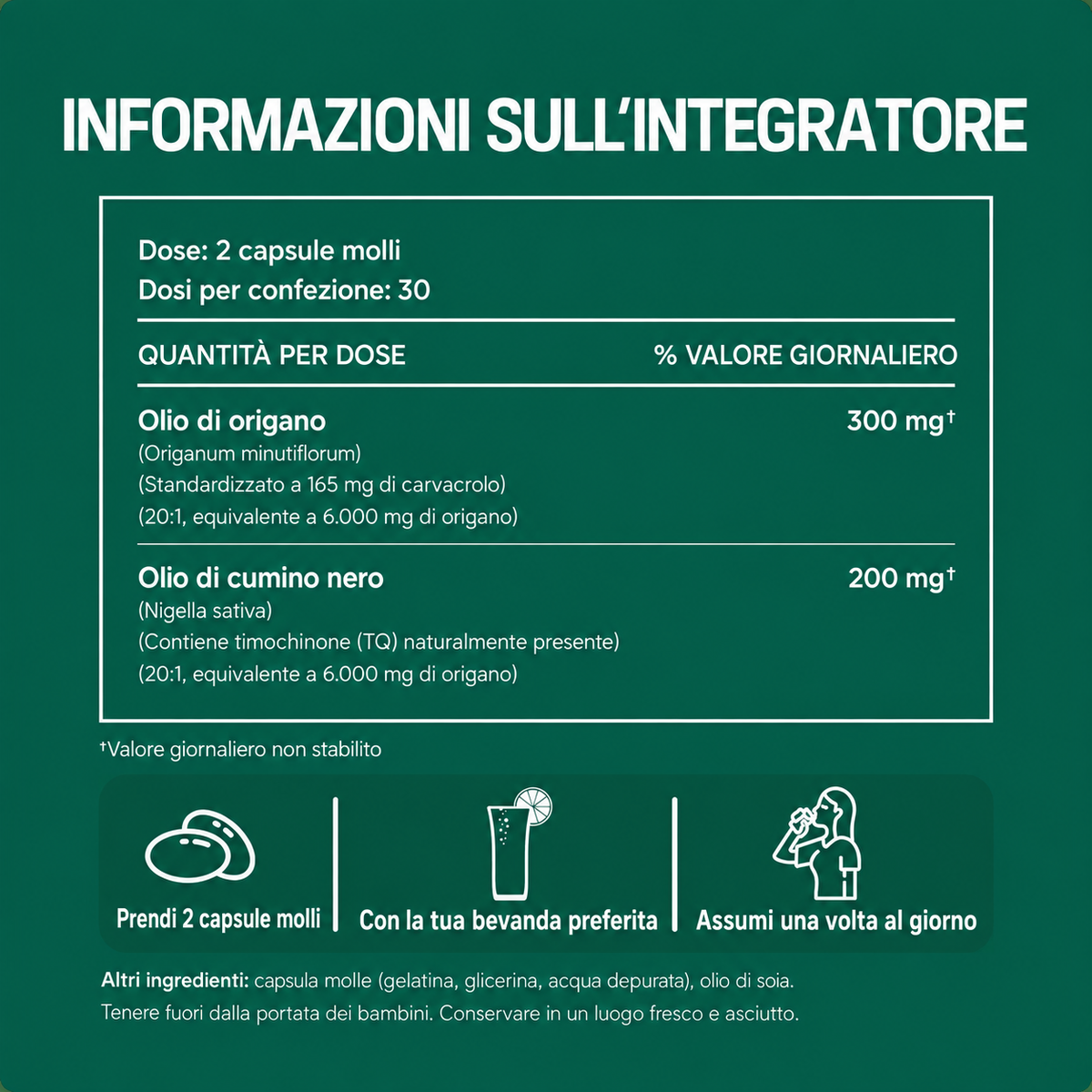 SEREVIA – Olio di origano con cumino nero | 60 capsule molli